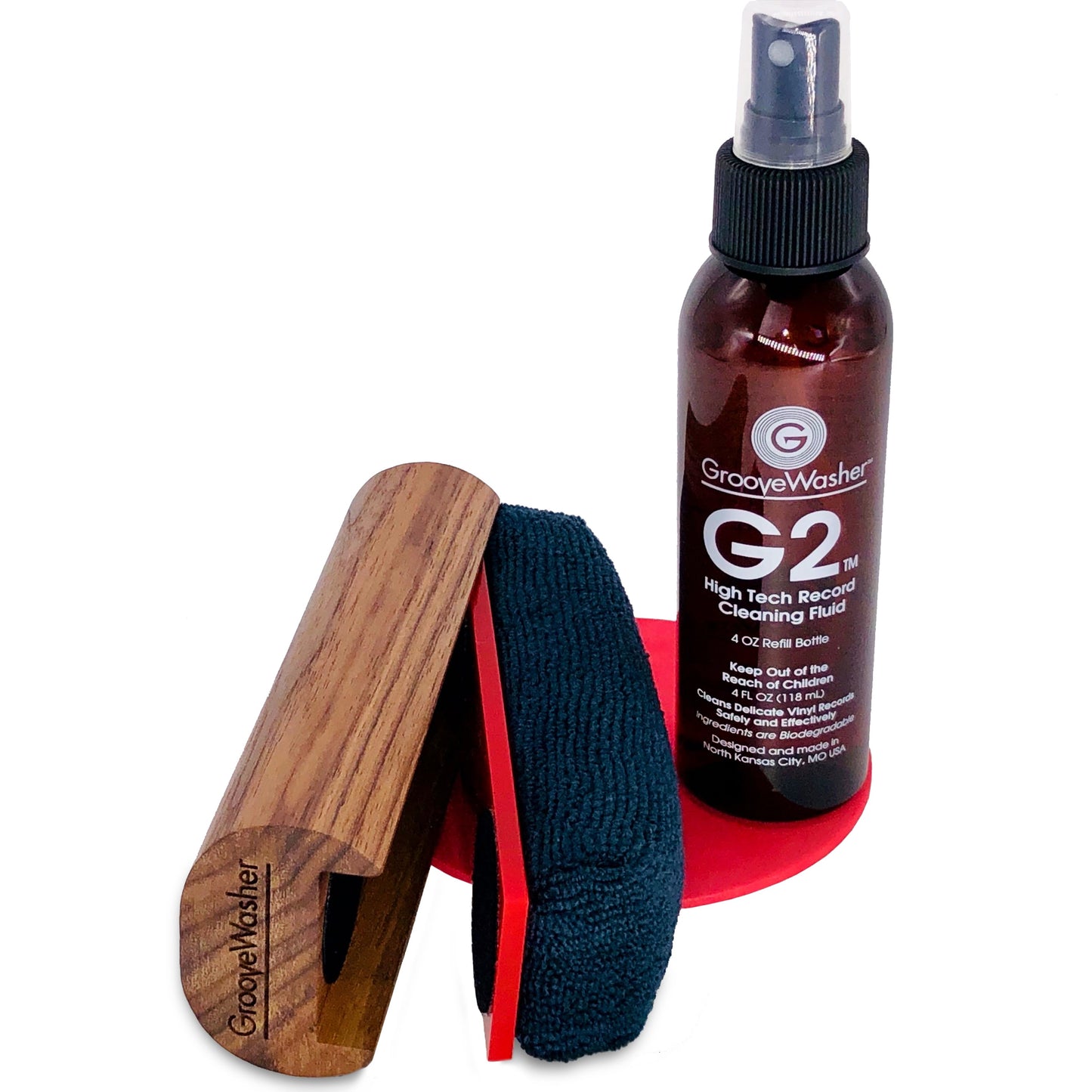 GrooveWasher Vinyl Record Cleaning Kit – Handcrafted Walnut Handle with Scratch-Free Microfiber Pad