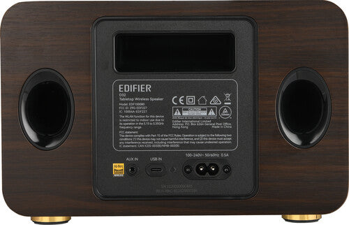 Edifier D32 Bluetooth Tabletop High Res Certified Wireless Portable Speaker (Black Walnut)