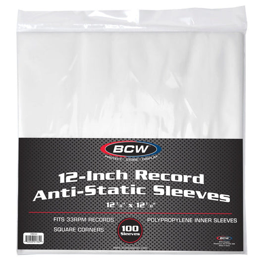 BCW 12-Inch Vinyl Record Inner Sleeve - Anti-static Polypropylene - 100 ct.